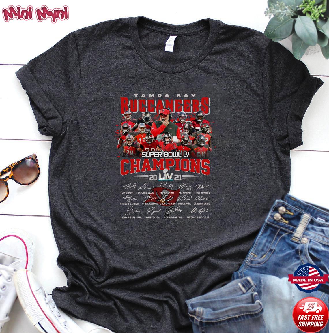 Tampa Bay Buccaneers super bowl lv champions signatures shirt