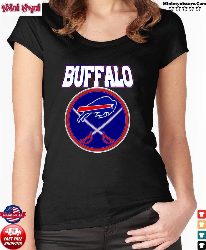 Buffalo Bills Buffalo Sabres MASH UP Logo T-shirt 6 Sizes S-3XL!!