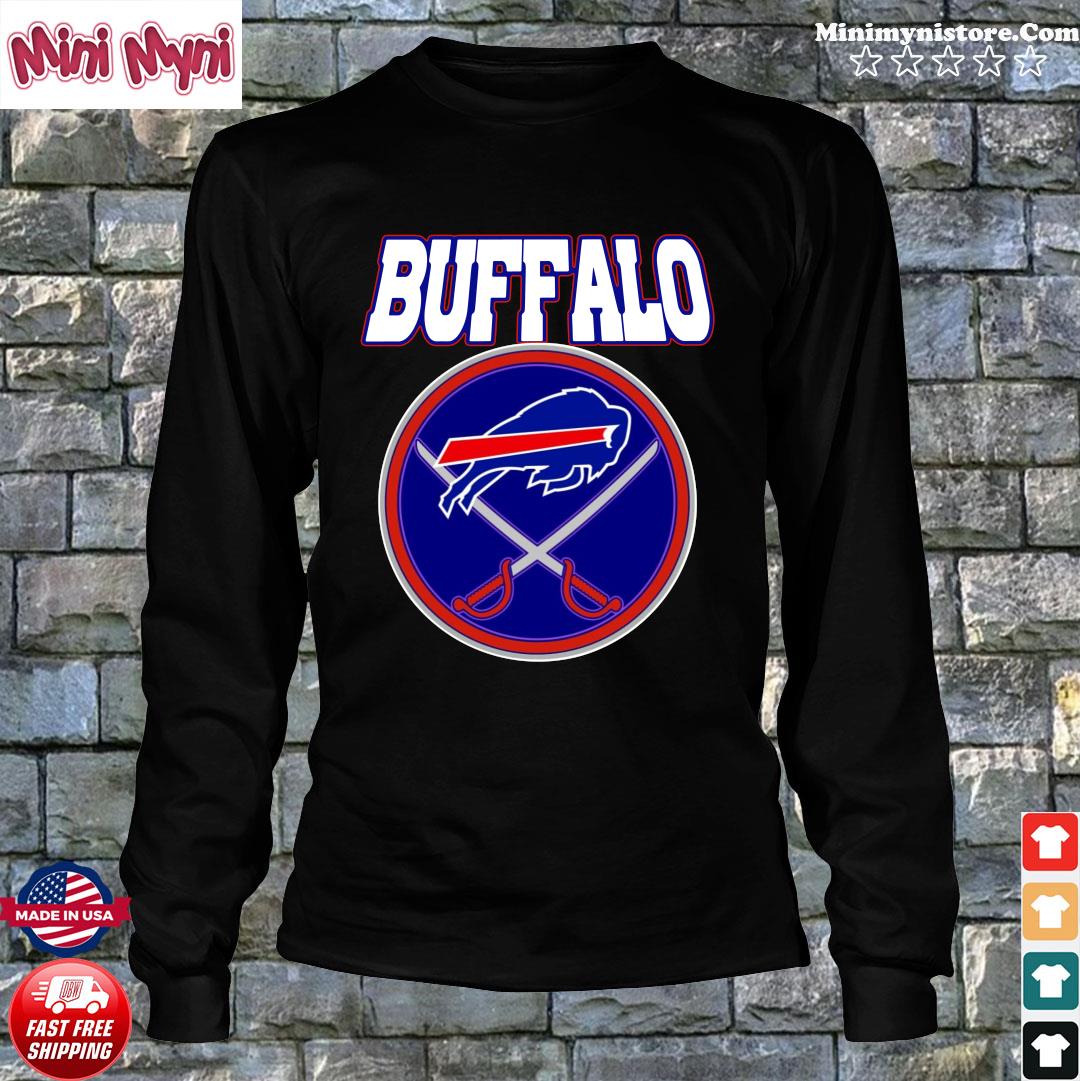 Buffalo Bills Buffalo Sabres MASH UP Logo T-shirt 6 Sizes S-3XL!!