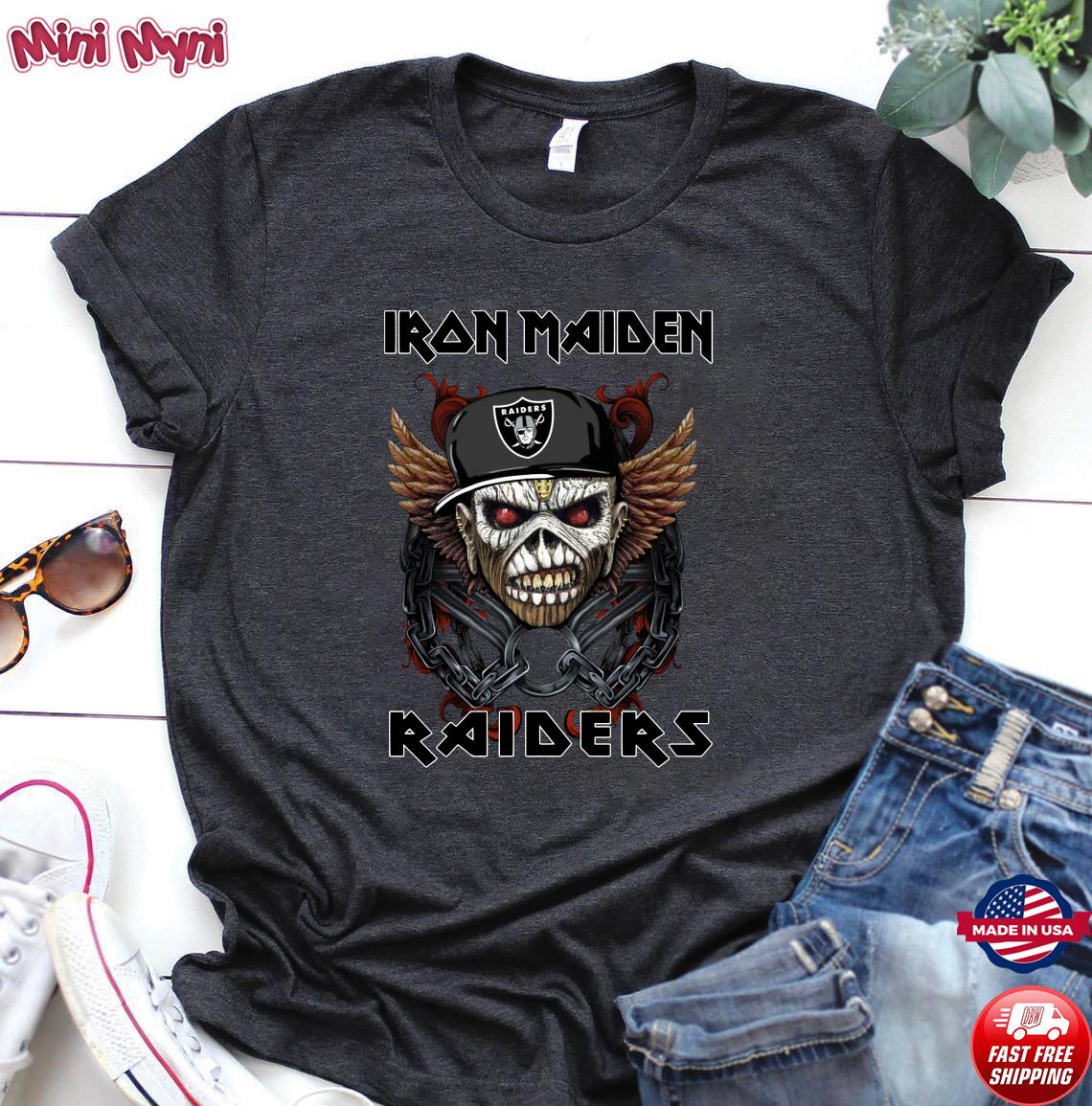 Hot Iron Maiden Skull Oakland Raiders Shirt, hoodie, sweater, long