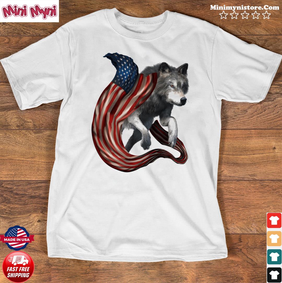 american flag wolf shirt