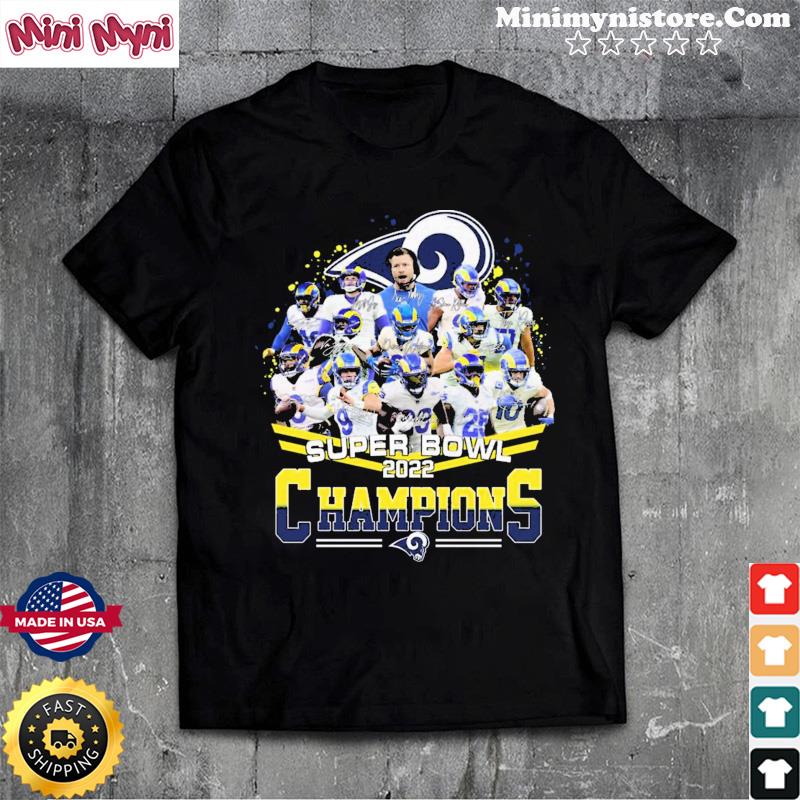 Los Angeles Rams Team Champions 2022 Super Bowl Signatures T-Shirt