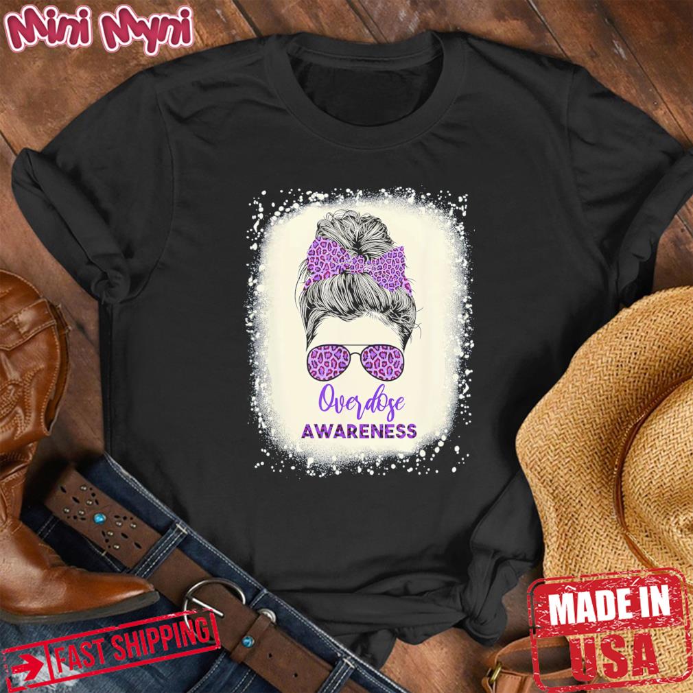 Overdose awareness Warrior messy hair bun Purple Ribbon Shirt