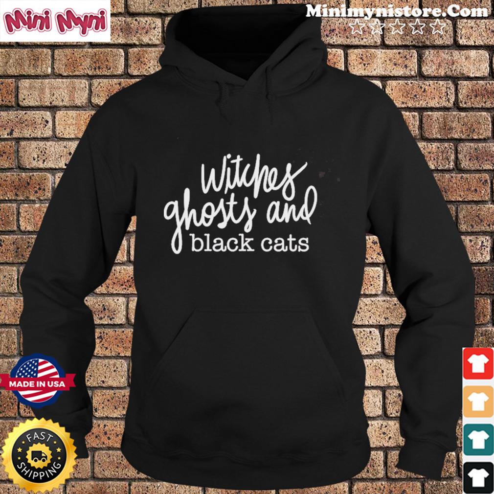 Witchy Ghost And Black Cat Halloween T-Shirt Hoodie