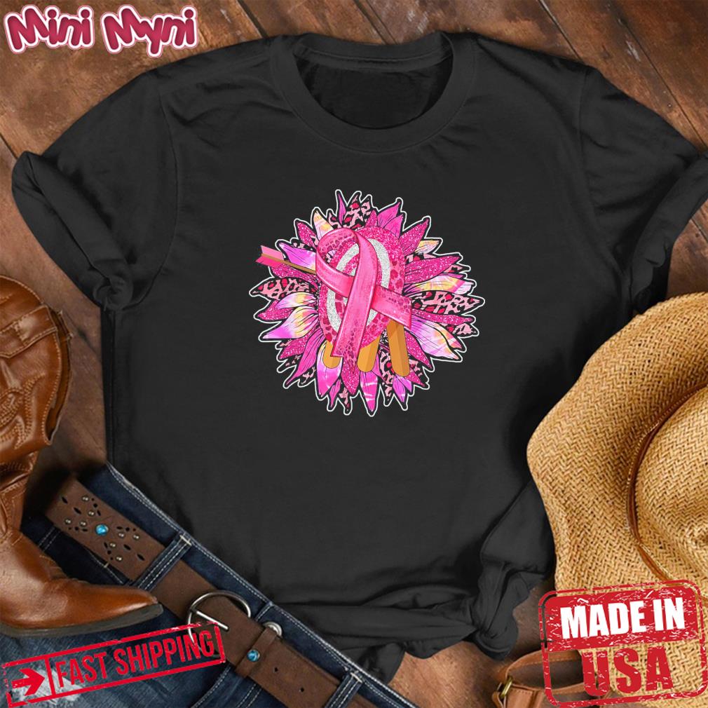 Archery Leopard Pink Flower Ribbon Breast Cancer Awareness T-Shirt