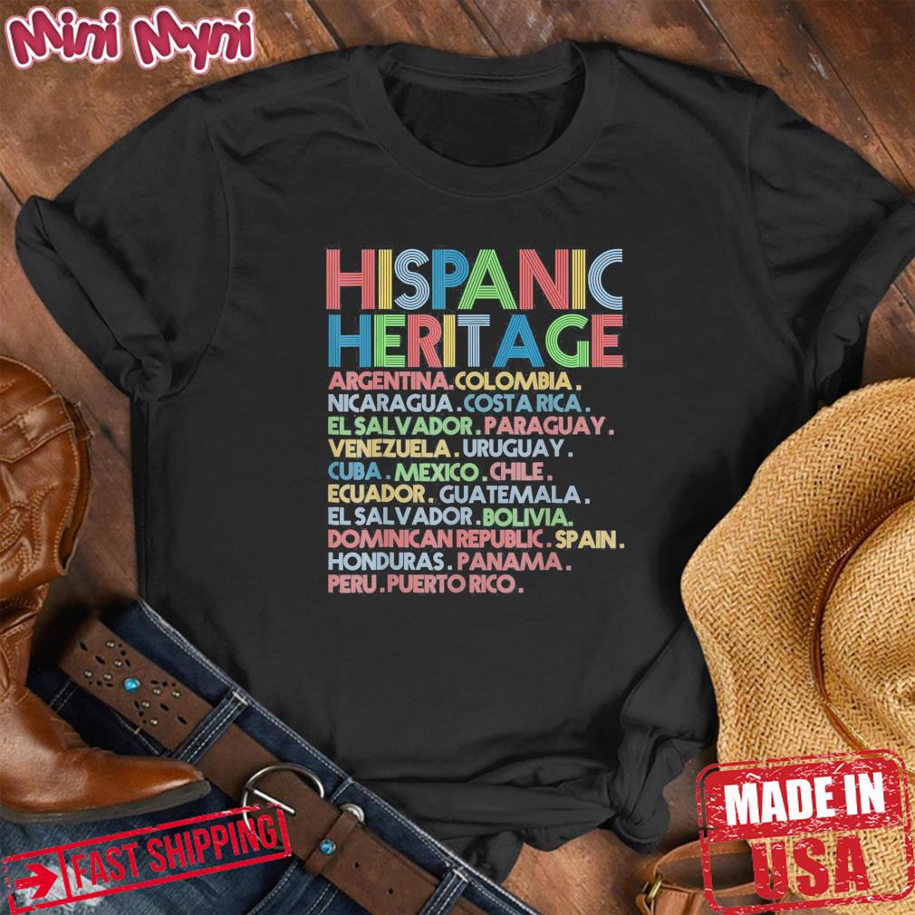 Hispanic Heritage Month Latino All Countries Names T-Shirt