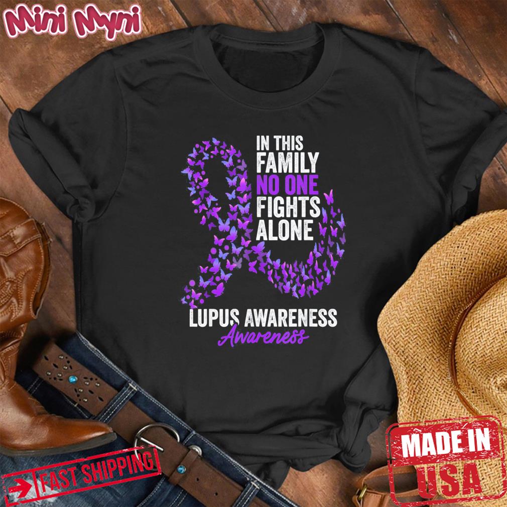 Lupus Awareness Month Butterflies Purple Ribbon Tee Shirt