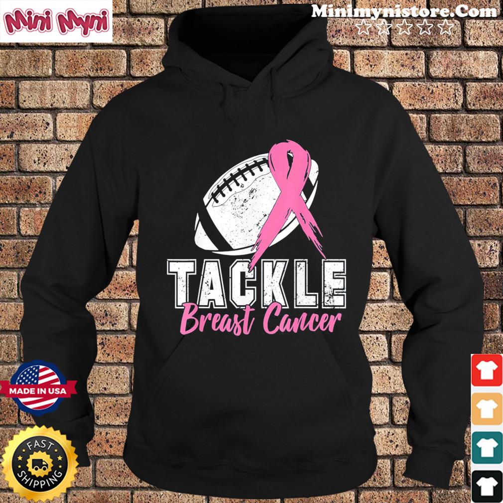 Tackle Football Pink Ribbon Breast Cancer Awareness Tee Shirt Hoodie