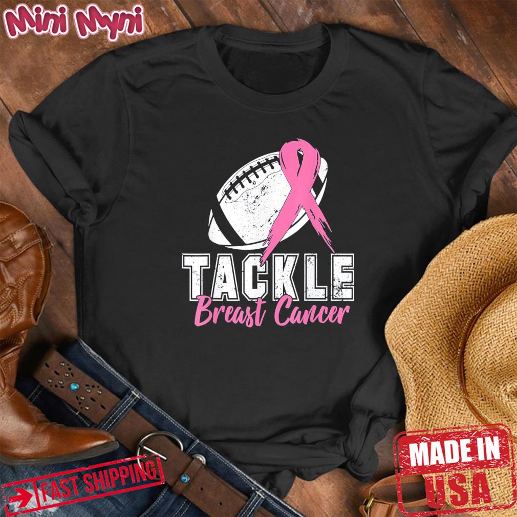 Tackle Football Pink Ribbon Breast Cancer Awareness Tee Shirt