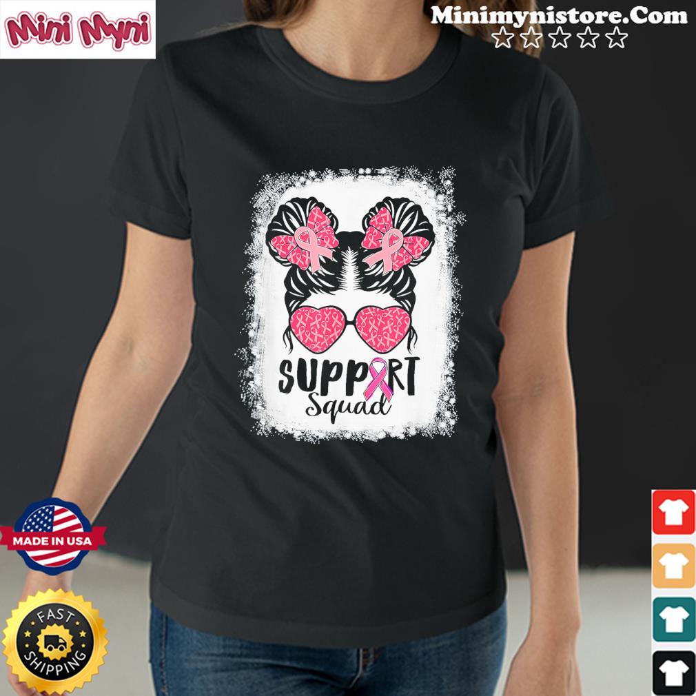 Bleached Pink Out Football Mom Messy Bun Pink Breast Cancer Shirt