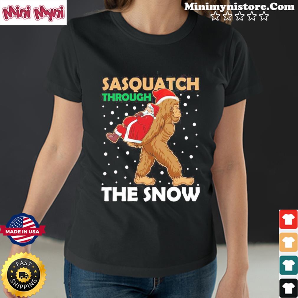 Sasquatch Through The Snow Santa Abduction T-Shirt