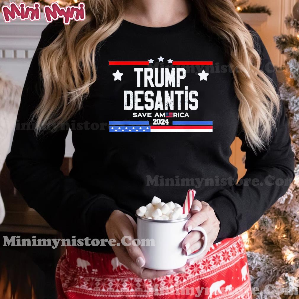 Trump Desantis 2024 save America USA Flag T-Shirt