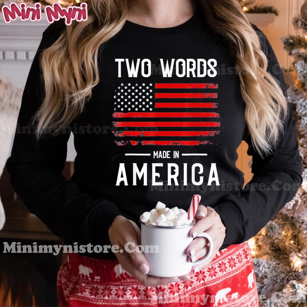 Two Words Made In America Quote Anti Joe Biden Us Flag T-Shirt