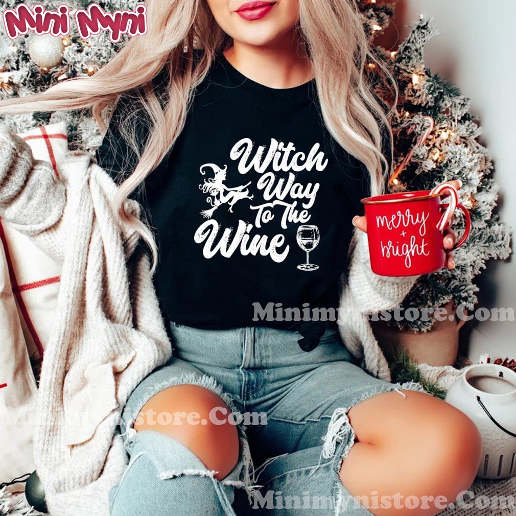 Witch Way to The Wine Halloween Wine Lovers Witch Pun Shirt