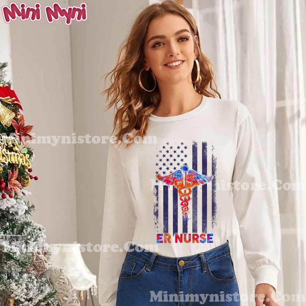Awesome Er Nurse American Flag Shirt