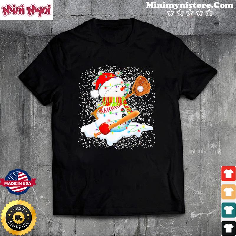 Christmas Baseball Bat Snowman Santa Snowflake Youth Shirt