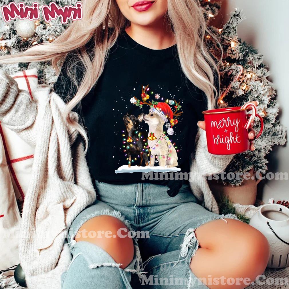 Miniature Pinscher Santa Xmas Merry Christmas Light Sweatshirt