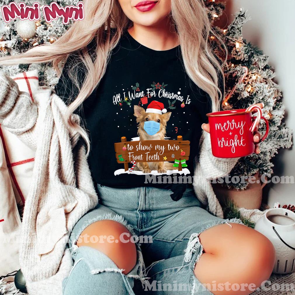 Pomeranian Dog Face Mask Call I Want For Christmas Is To Show My Turo Front Teeth Merry Christmas Sweatshirt
