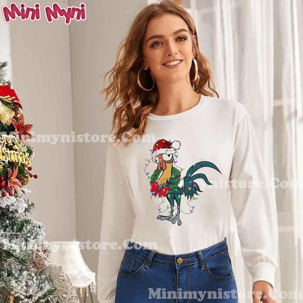 Cute Santa Hei Hei the Rooster Christmas Light T-shirt
