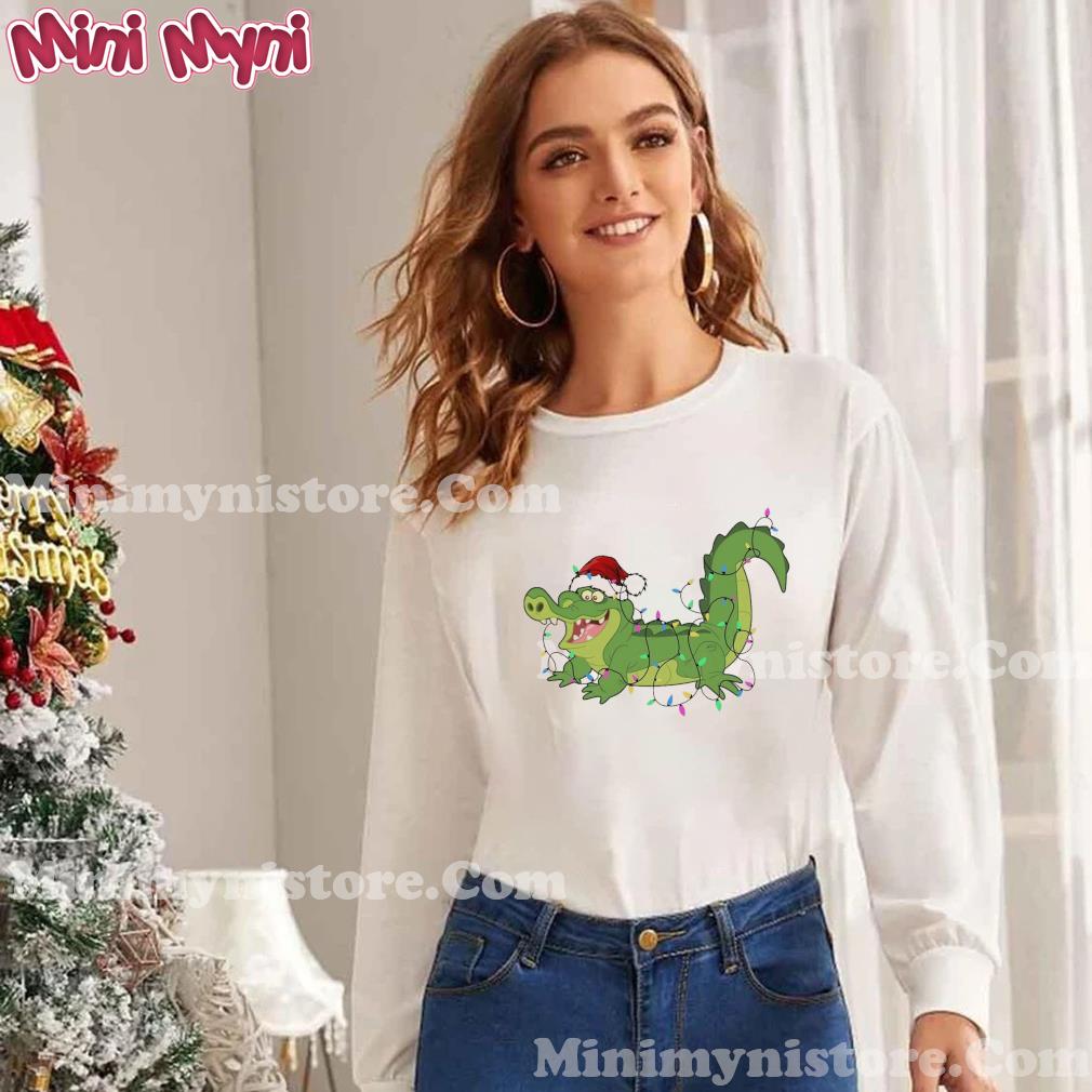 Cute Santa Tick-Tock the Crocodile Christmas Lights T-shirt