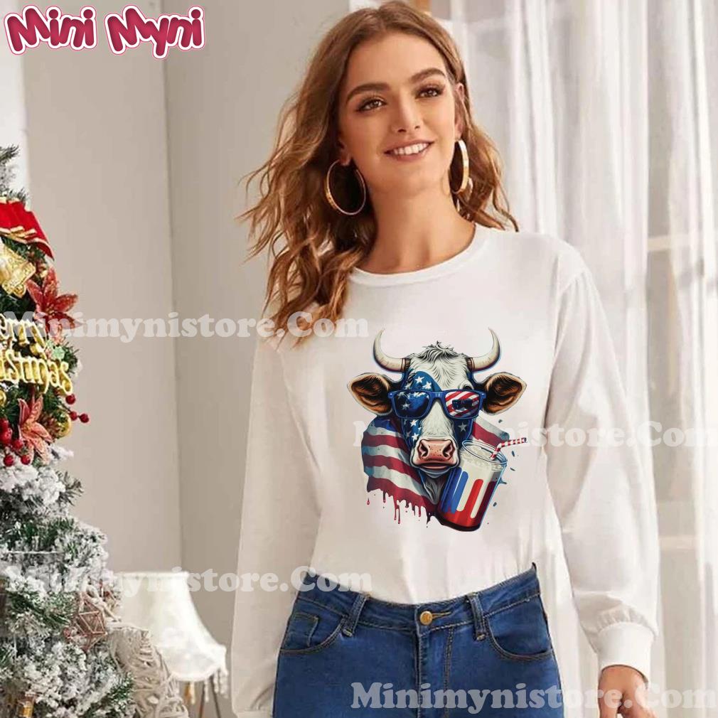 Official Patriotic Cow American Flag Shirt