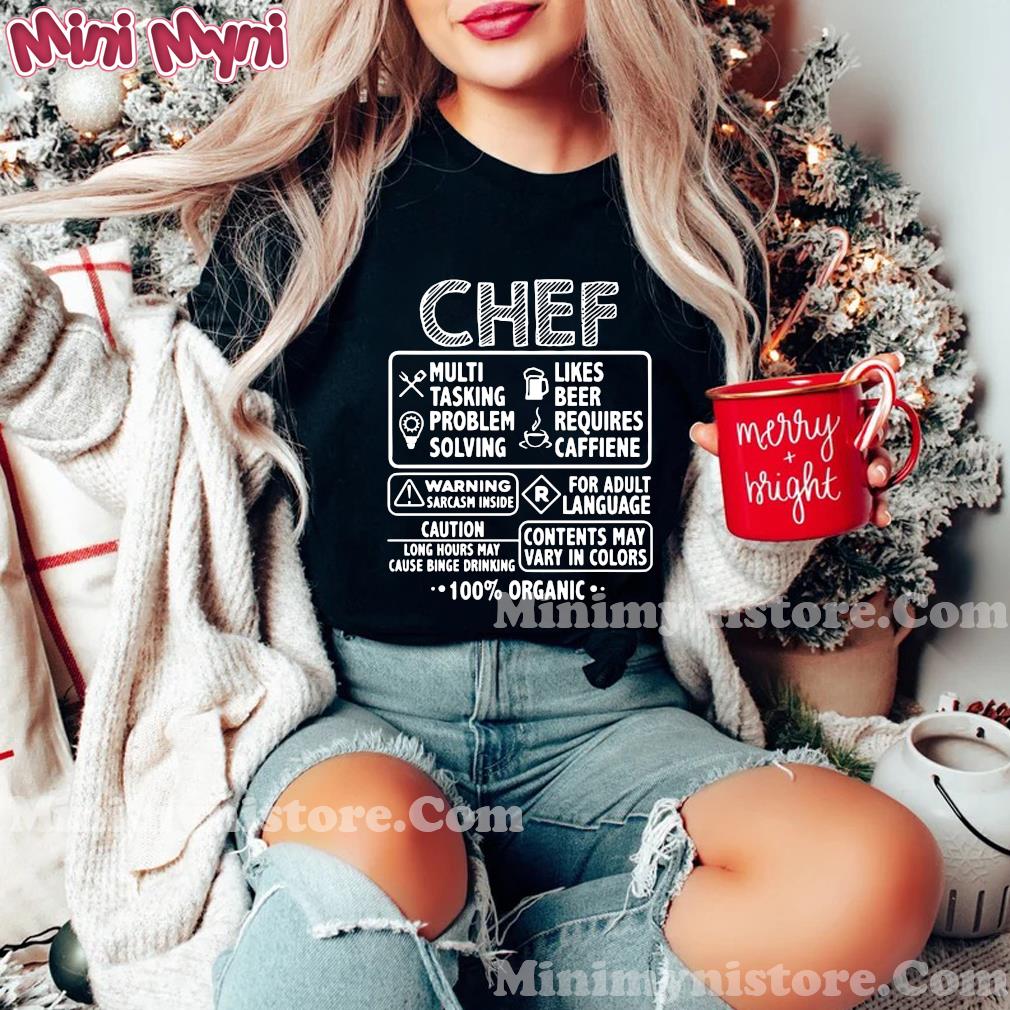 Chef Multi Tasking Likes Beer Caution Contents May Vary In Colors 100% Organic Shirt