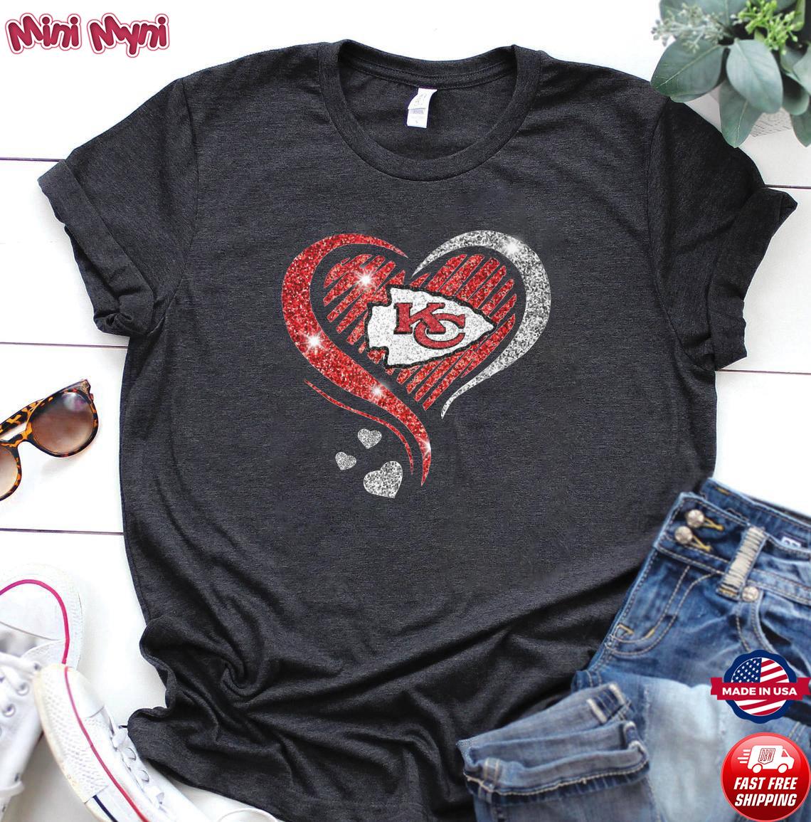 Kansas city Chiefs diamond heart love shirt, hoodie, sweater, long sleeve  and tank top