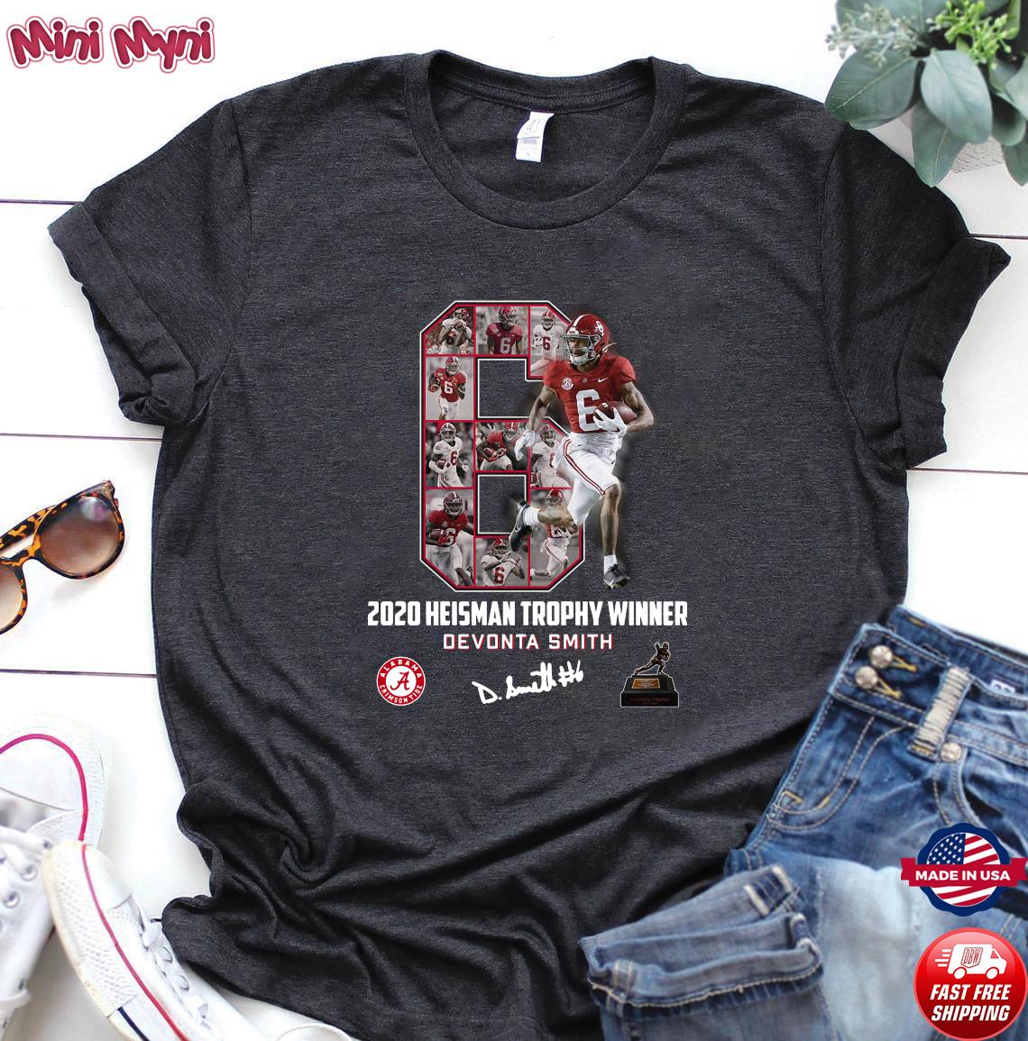 2020 Heisman Trophy Winner Devonta Smith Alabama Crimson Tide signature  shirt