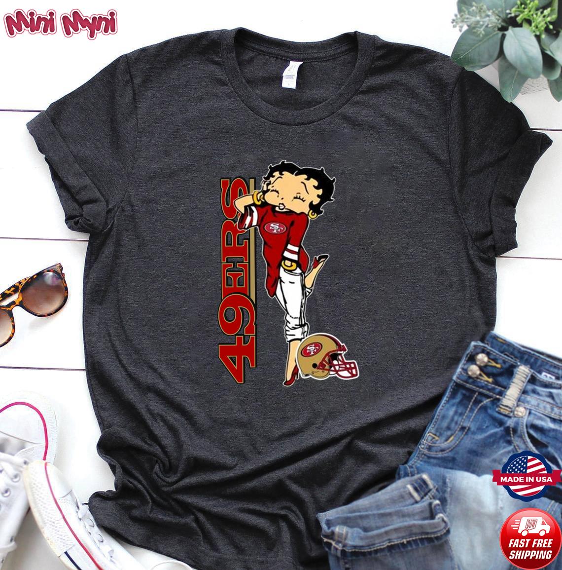 Betty Boop 49ers Helmet For Life- San Francisco 49ers T-Shirt