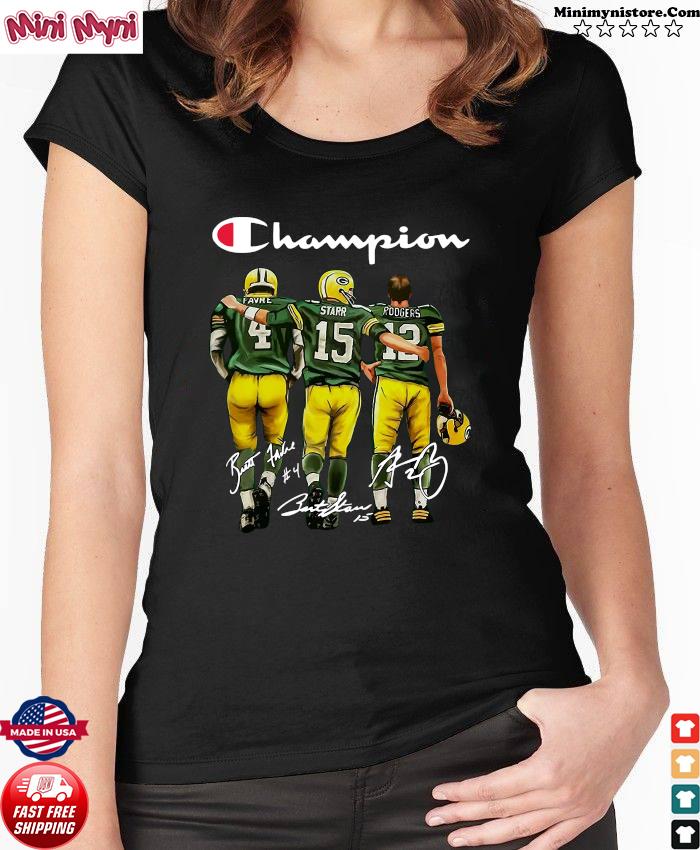 Green Bay Packers Champion Favre Starr Rodgers Signatures Shirt, hoodie,  tank top, sweater and long sleeve t-shirt