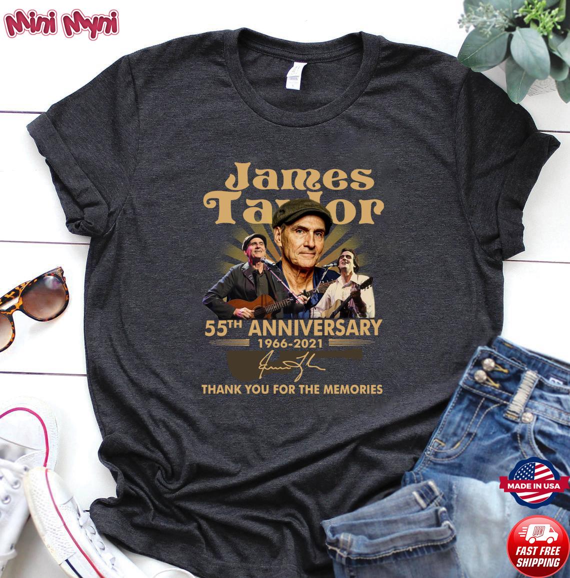 James Taylor 55th Anniversary 1966 2021 Thank You For The Memories Signature Shirt Hoodie Sweater Long Sleeve And Tank Top